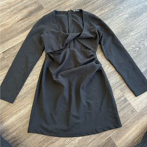 Zara LBD. Criss-cross front long sleeve dress. Size M.